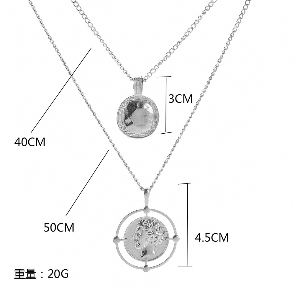 Vintage gold coin necklace with double pendant necklace