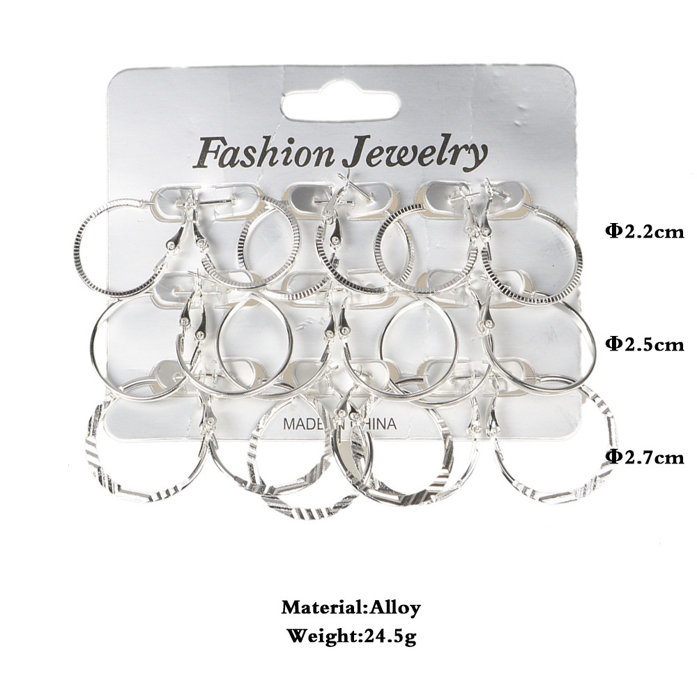Retro personality hoop earring set of 9-piece stud earring sets