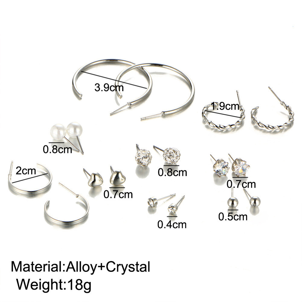 Earring Set Rock Exaggerated Ring Crystal Earring Set 9 Piece Earring Set