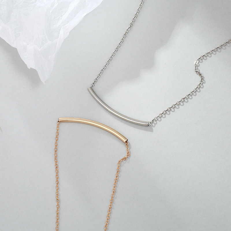 One word collarbone chain geometric bend short necklace minimalist choker necklace jewelry for women and girls