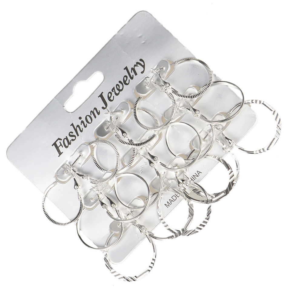 Retro personality hoop earring set of 9-piece stud earring sets