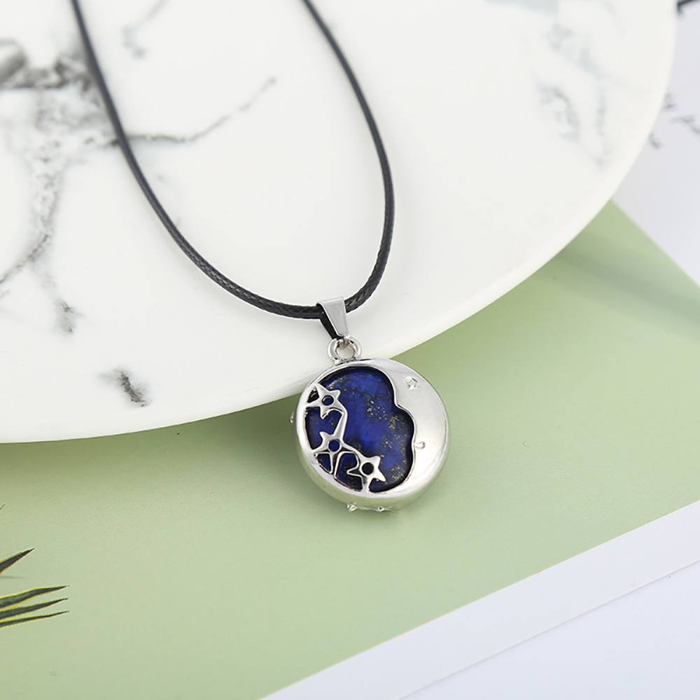 Starmoon Pendant Healing Crystal Pendant Necklace Natural Energy Gem Pendant Necklace