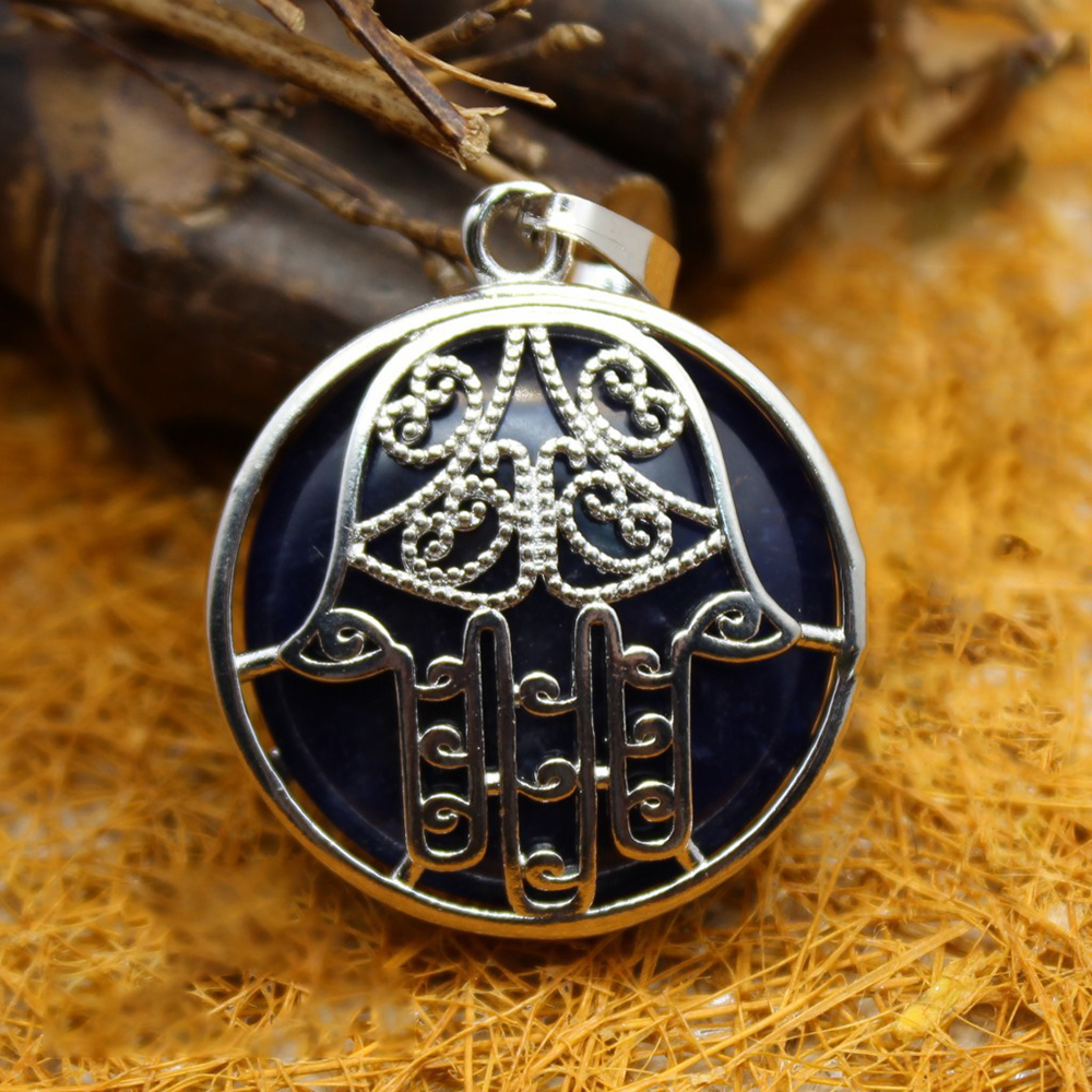 Buddha Palm Chakra Pendant Necklace Healing Crystal Pendant Necklace Reiki Spiritual Energy Gem