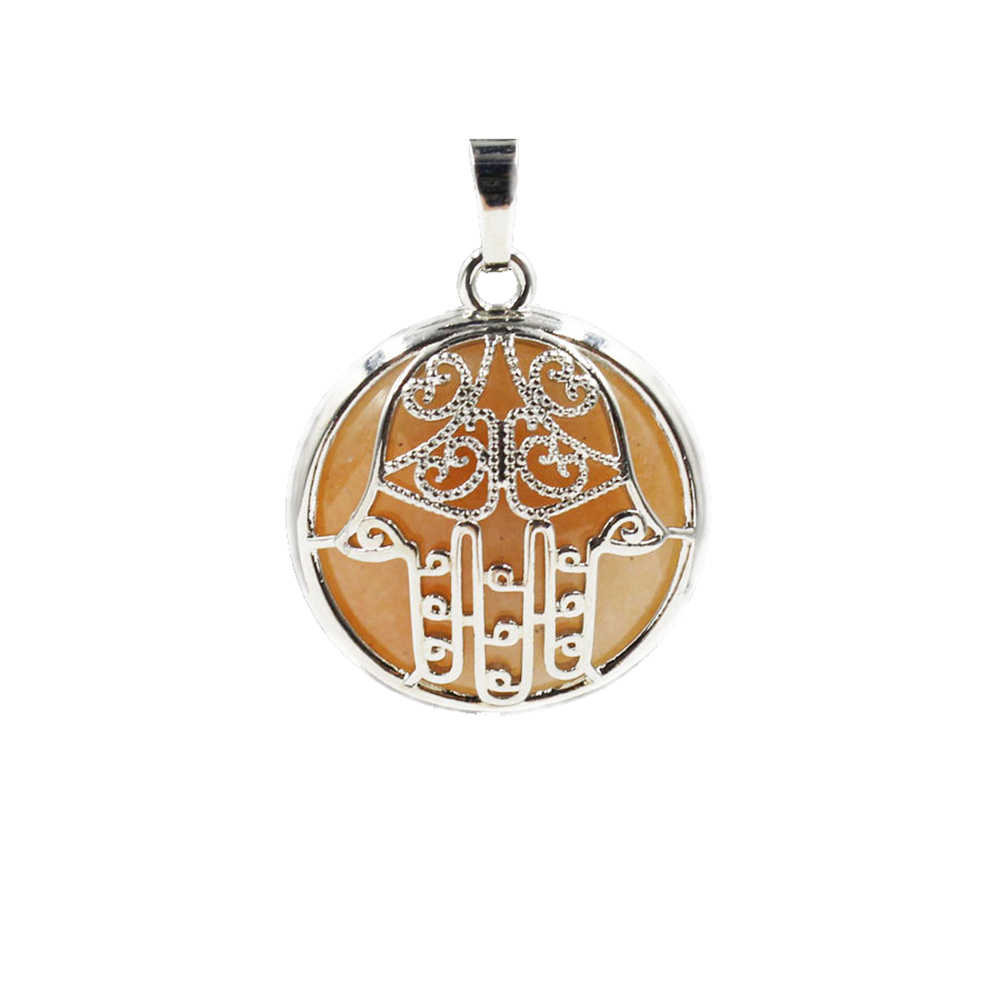 Buddha Palm Chakra Pendant Necklace Healing Crystal Pendant Necklace Reiki Spiritual Energy Gem