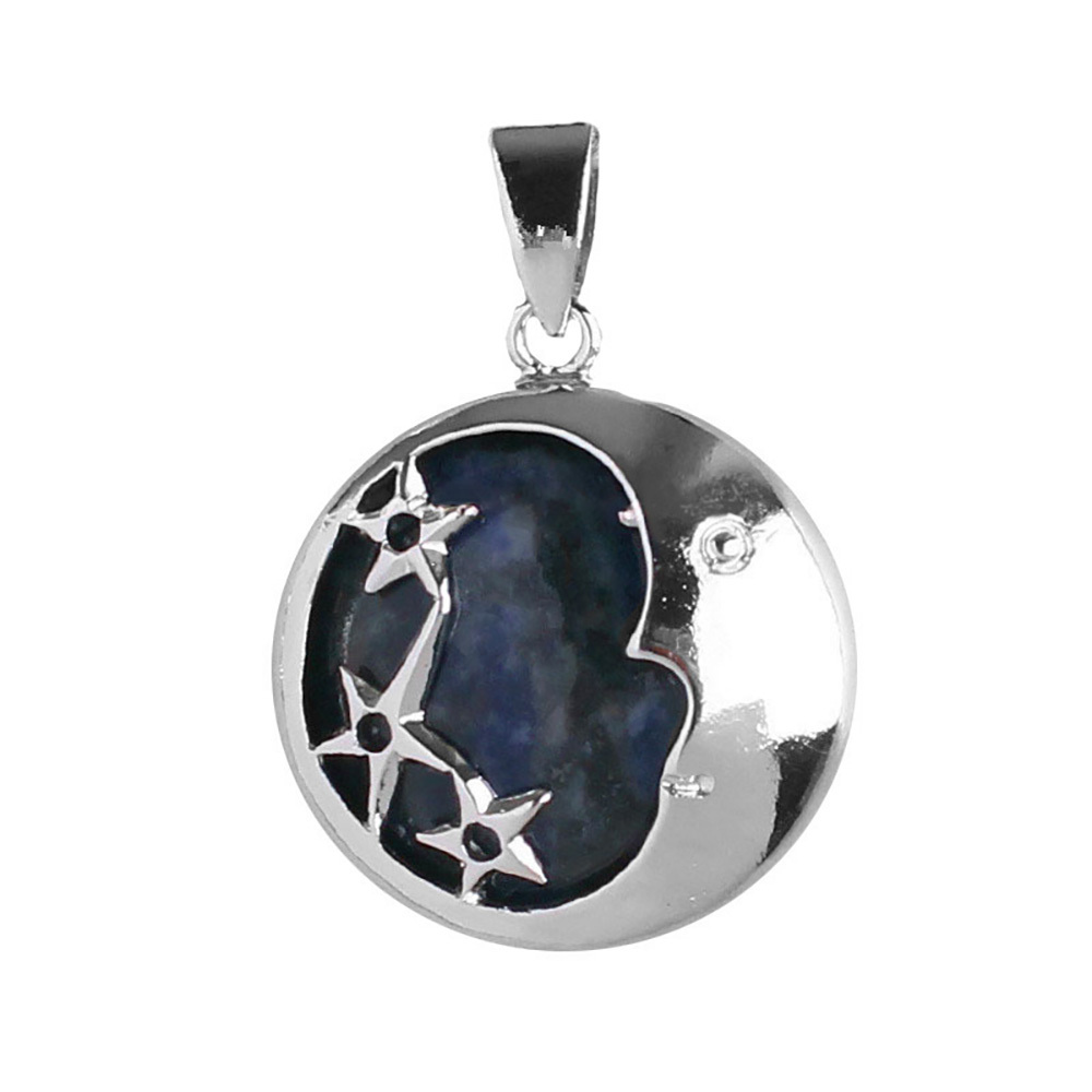 Starmoon Pendant Healing Crystal Pendant Necklace Natural Energy Gem Pendant Necklace