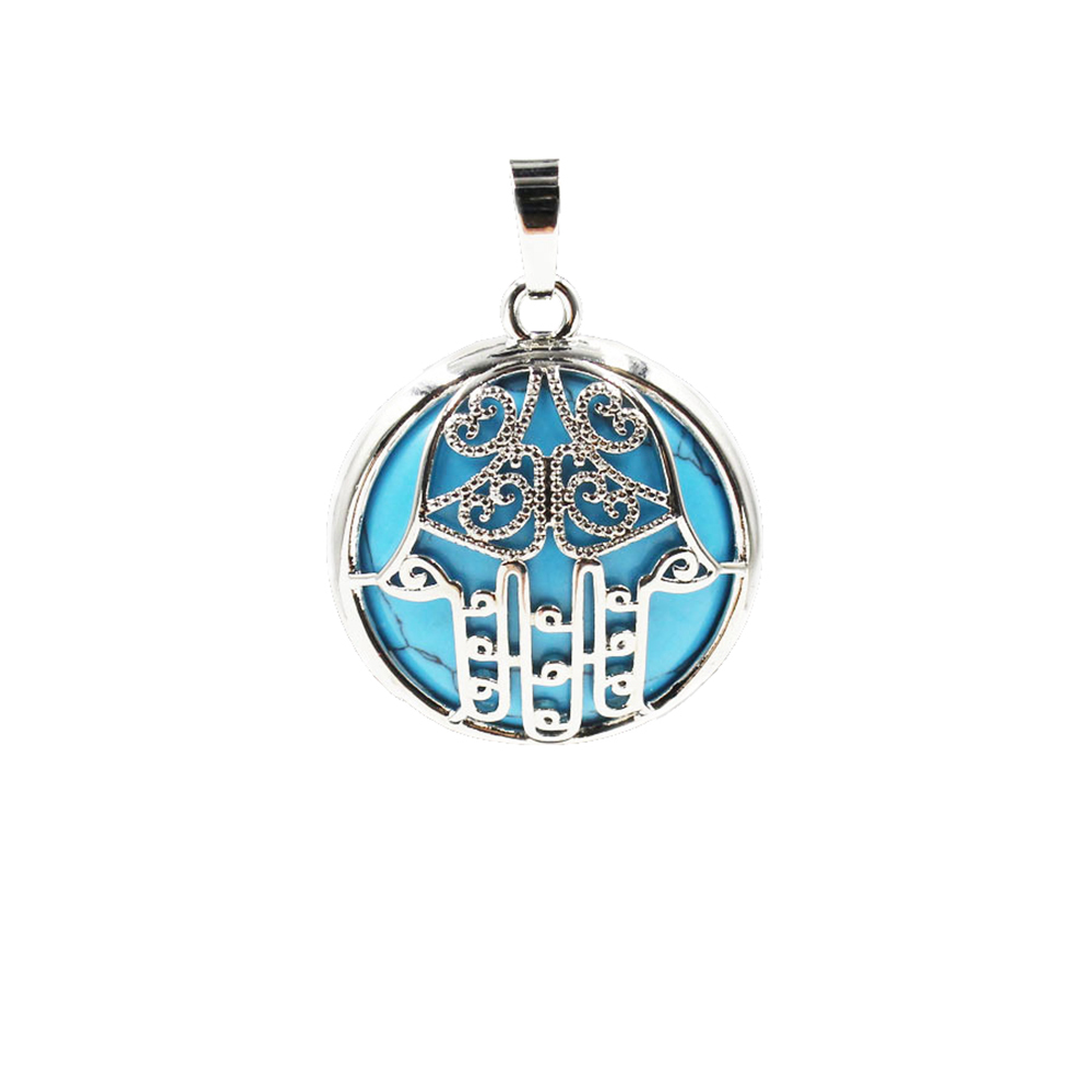 Buddha Palm Chakra Pendant Necklace Healing Crystal Pendant Necklace Reiki Spiritual Energy Gem