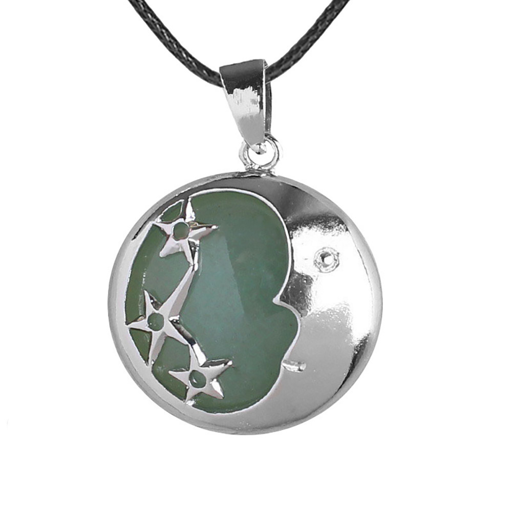Starmoon Pendant Healing Crystal Pendant Necklace Natural Energy Gem Pendant Necklace