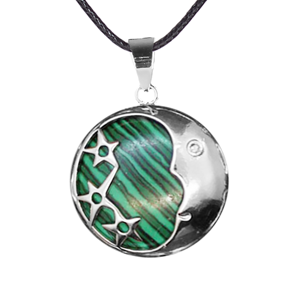 Starmoon Pendant Healing Crystal Pendant Necklace Natural Energy Gem Pendant Necklace