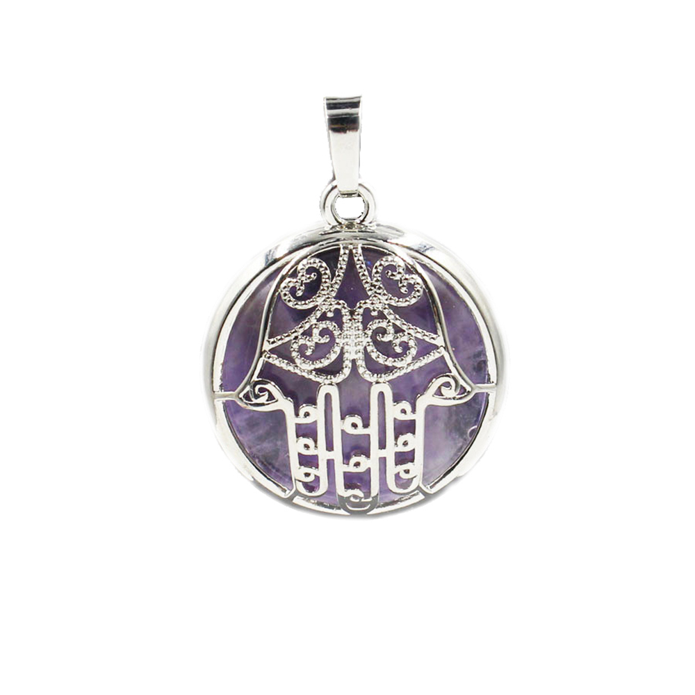 Buddha Palm Chakra Pendant Necklace Healing Crystal Pendant Necklace Reiki Spiritual Energy Gem