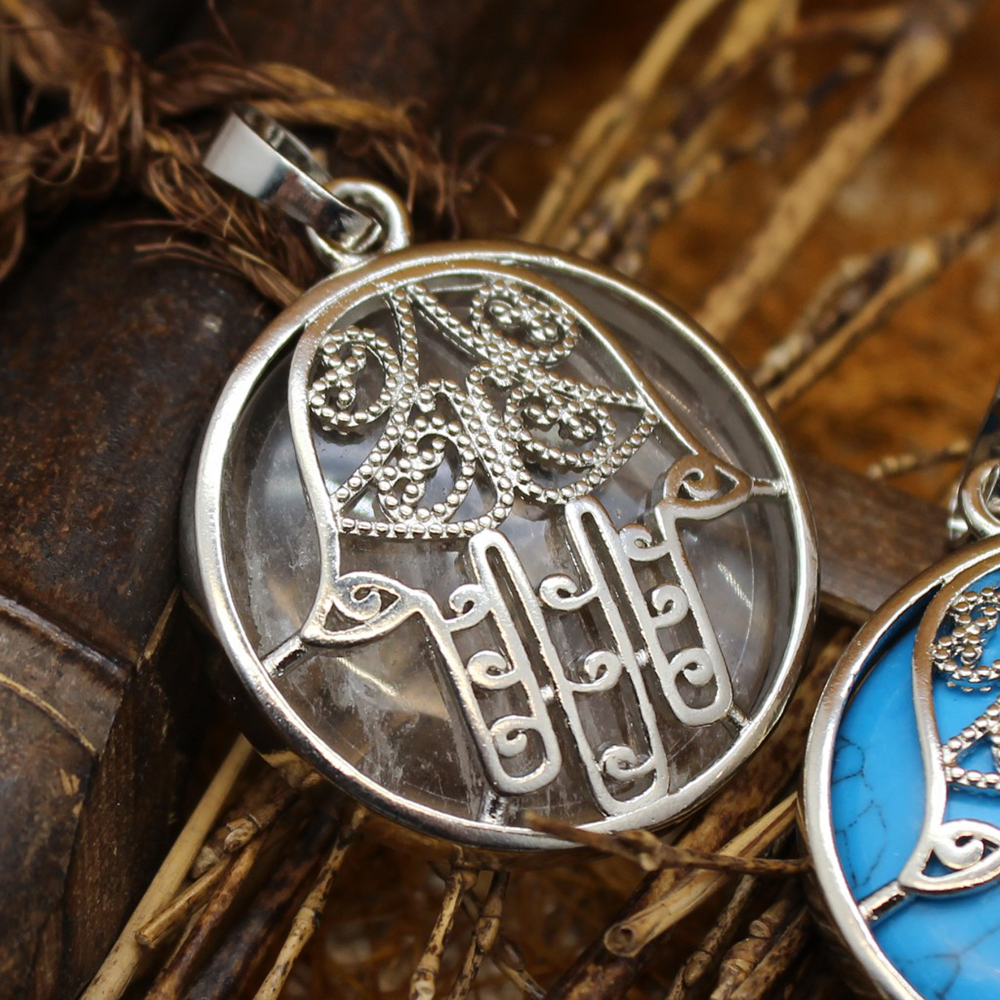 Buddha Palm Chakra Pendant Necklace Healing Crystal Pendant Necklace Reiki Spiritual Energy Gem