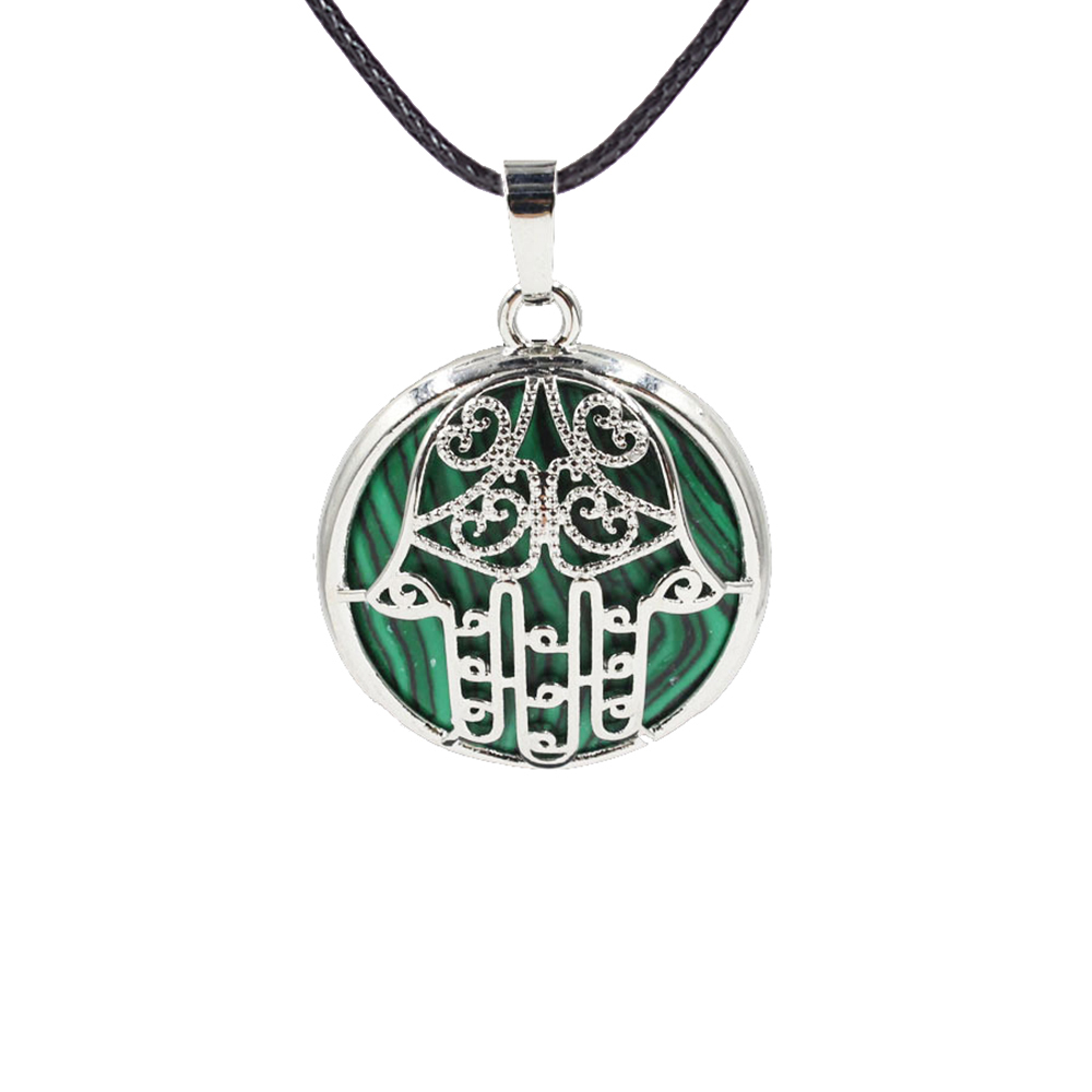 Buddha Palm Chakra Pendant Necklace Healing Crystal Pendant Necklace Reiki Spiritual Energy Gem