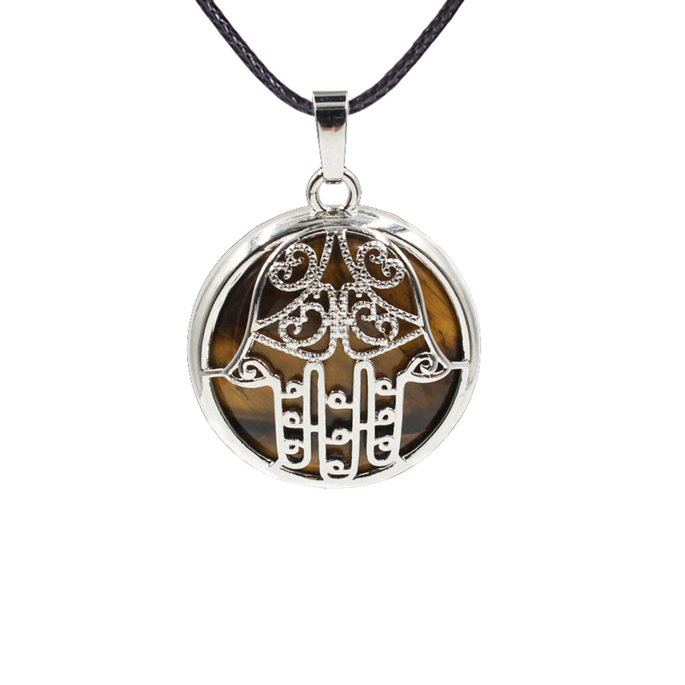 Buddha Palm Chakra Pendant Necklace Healing Crystal Pendant Necklace Reiki Spiritual Energy Gem