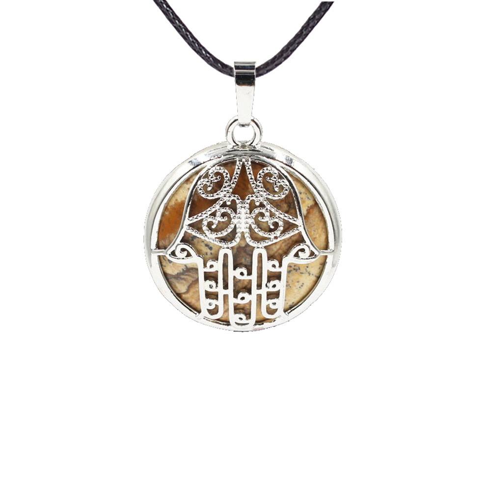 Buddha Palm Chakra Pendant Necklace Healing Crystal Pendant Necklace Reiki Spiritual Energy Gem