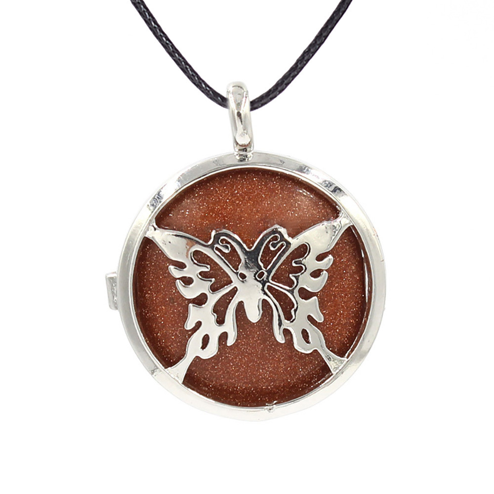 Hollow butterfly pendant box pendant healing crystal pendant necklace Reiki spirit energy gem
