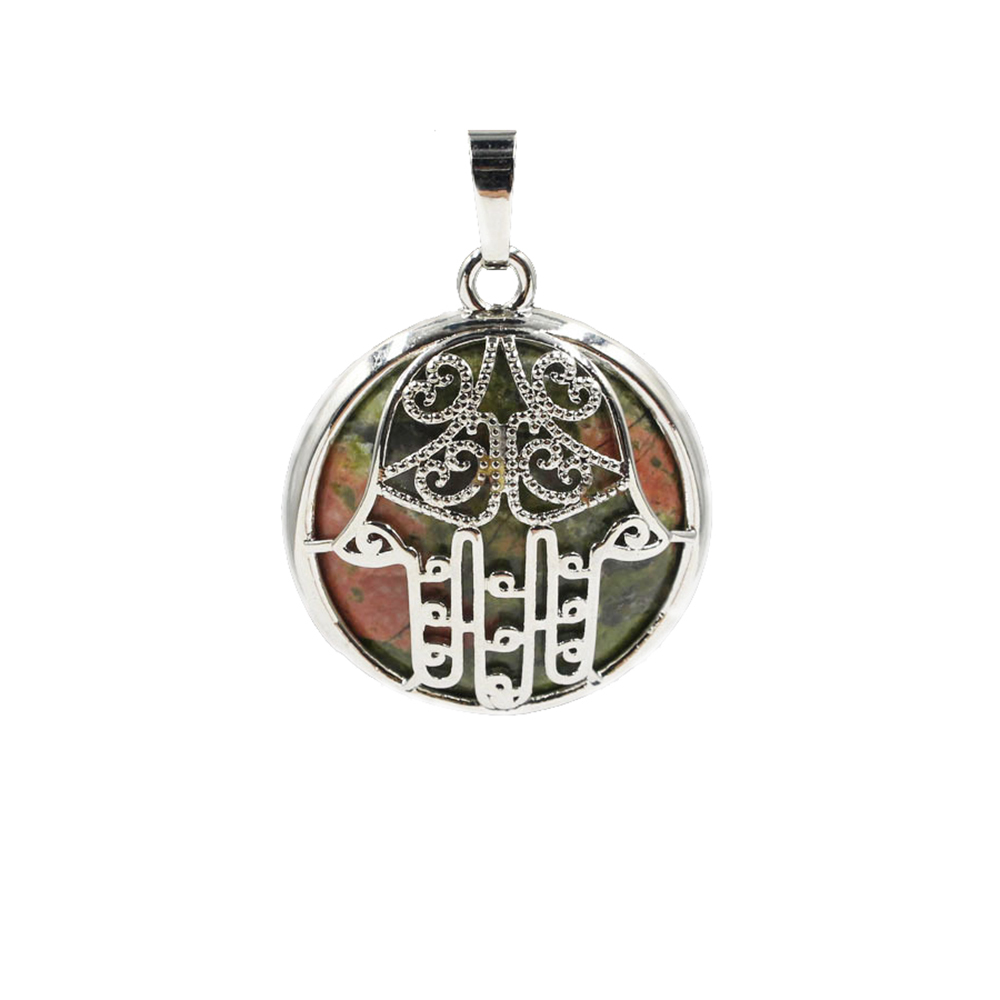 Buddha Palm Chakra Pendant Necklace Healing Crystal Pendant Necklace Reiki Spiritual Energy Gem