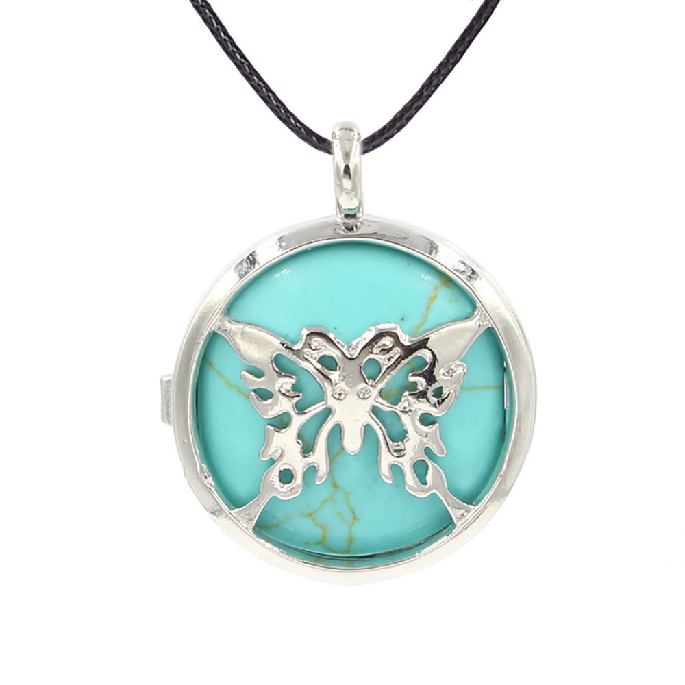 Hollow butterfly pendant box pendant healing crystal pendant necklace Reiki spirit energy gem