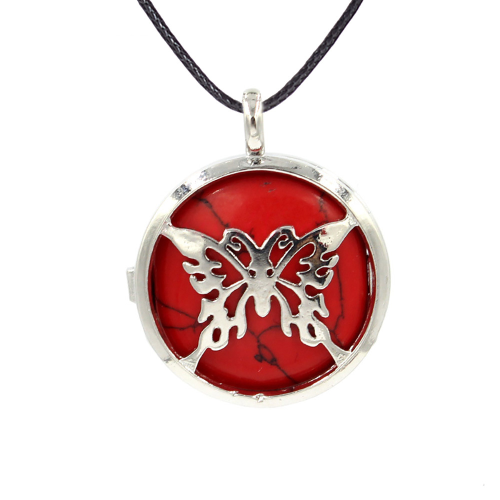 Hollow butterfly pendant box pendant healing crystal pendant necklace Reiki spirit energy gem