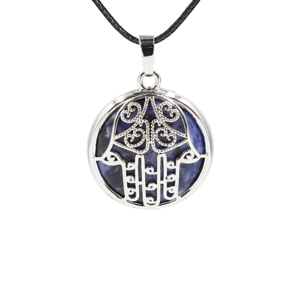 Buddha Palm Chakra Pendant Necklace Healing Crystal Pendant Necklace Reiki Spiritual Energy Gem