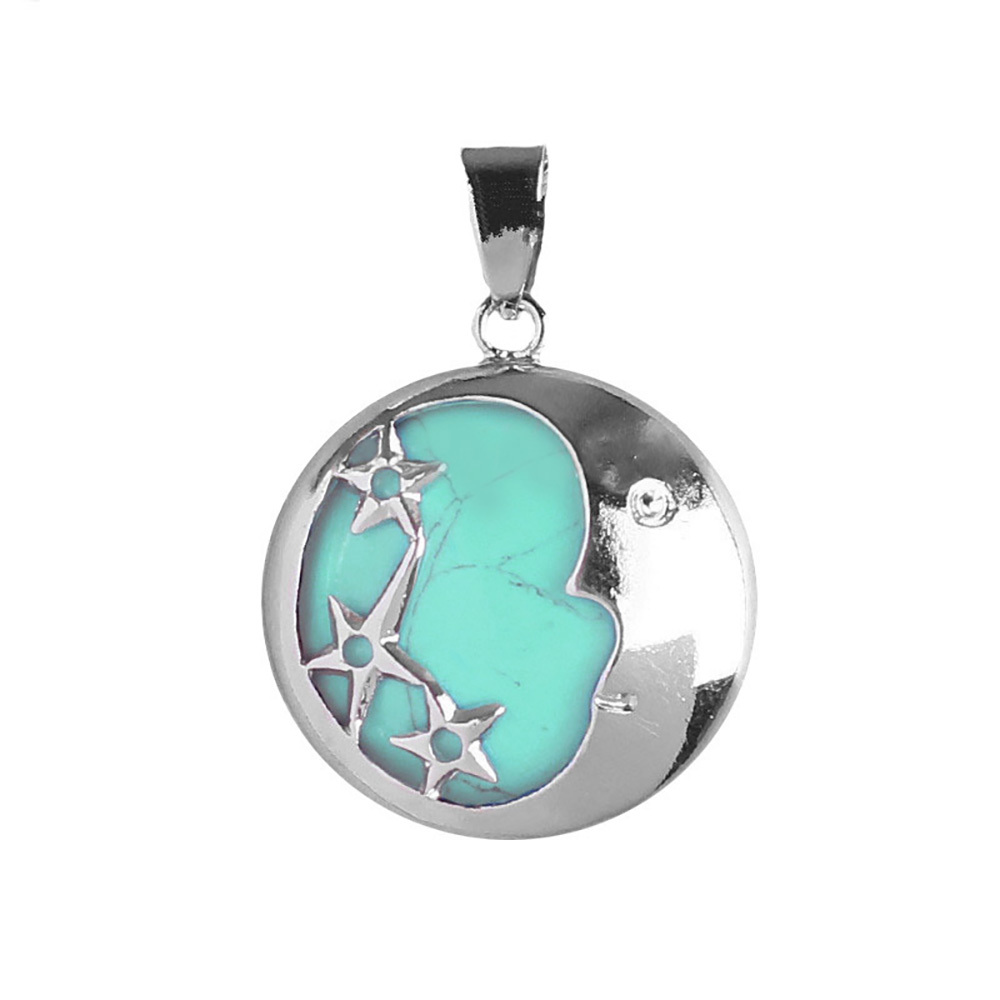 Starmoon Pendant Healing Crystal Pendant Necklace Natural Energy Gem Pendant Necklace