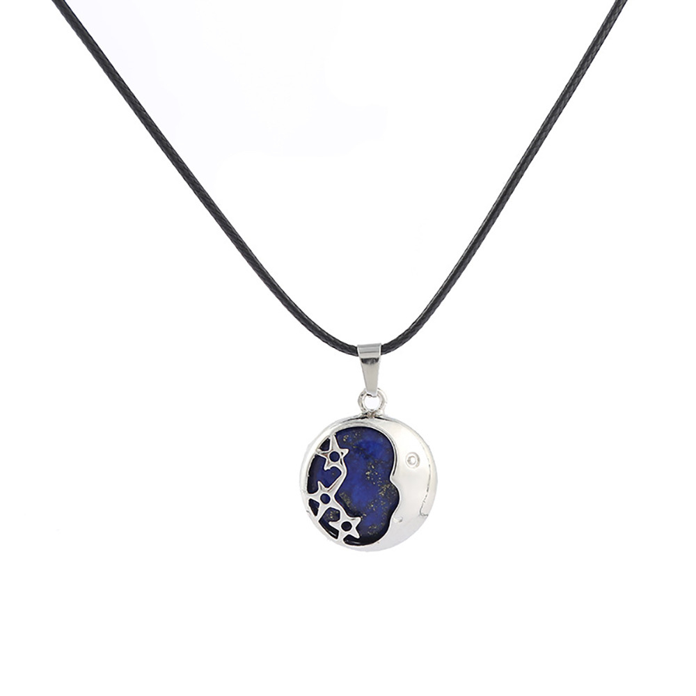 Starmoon Pendant Healing Crystal Pendant Necklace Natural Energy Gem Pendant Necklace