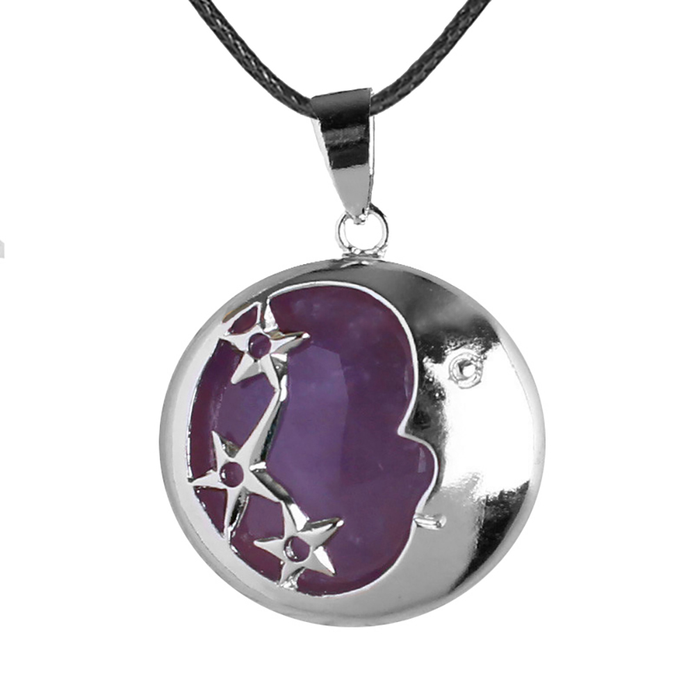 Starmoon Pendant Healing Crystal Pendant Necklace Natural Energy Gem Pendant Necklace