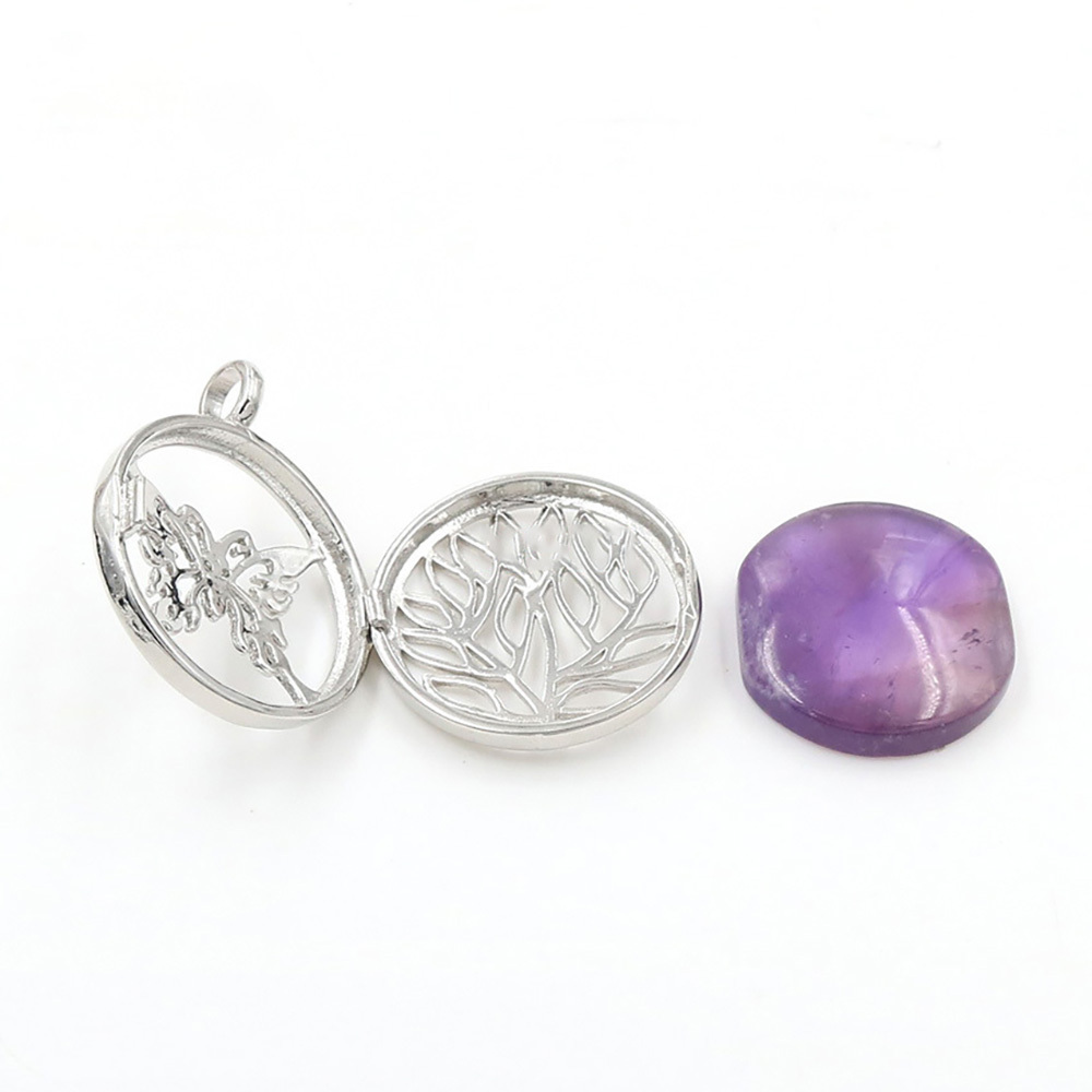 Hollow butterfly pendant box pendant healing crystal pendant necklace Reiki spirit energy gem