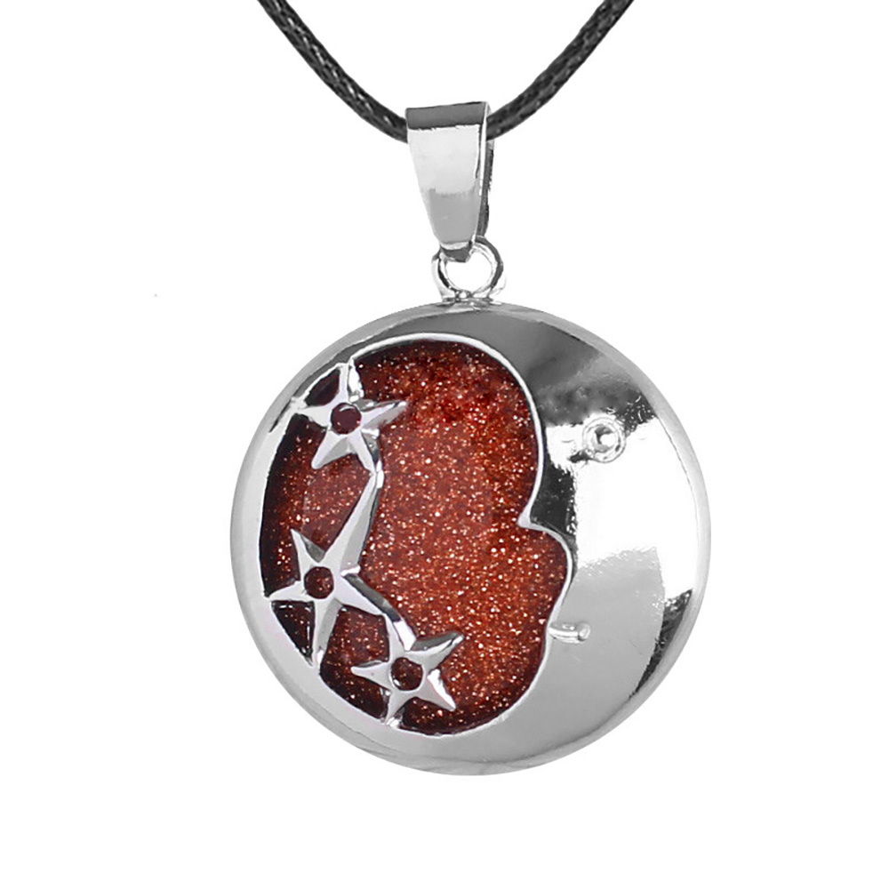 Starmoon Pendant Healing Crystal Pendant Necklace Natural Energy Gem Pendant Necklace