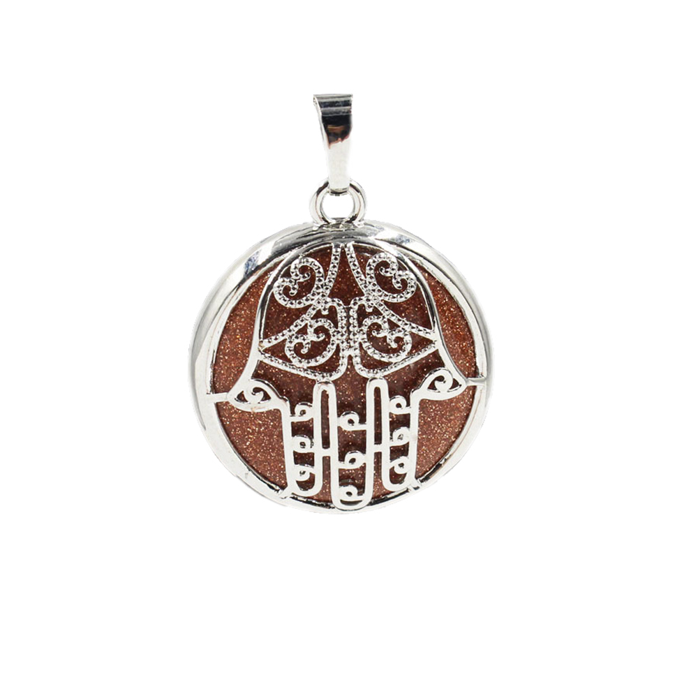 Buddha Palm Chakra Pendant Necklace Healing Crystal Pendant Necklace Reiki Spiritual Energy Gem
