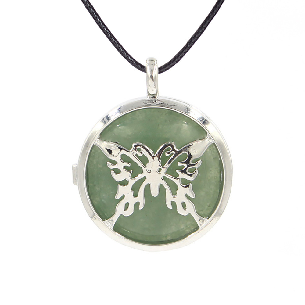 Hollow butterfly pendant box pendant healing crystal pendant necklace Reiki spirit energy gem