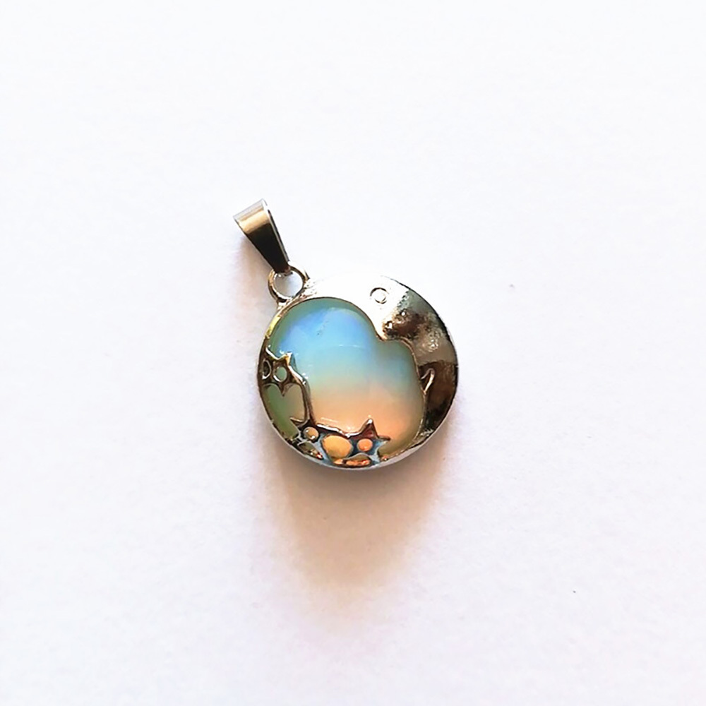 Starmoon Pendant Healing Crystal Pendant Necklace Natural Energy Gem Pendant Necklace