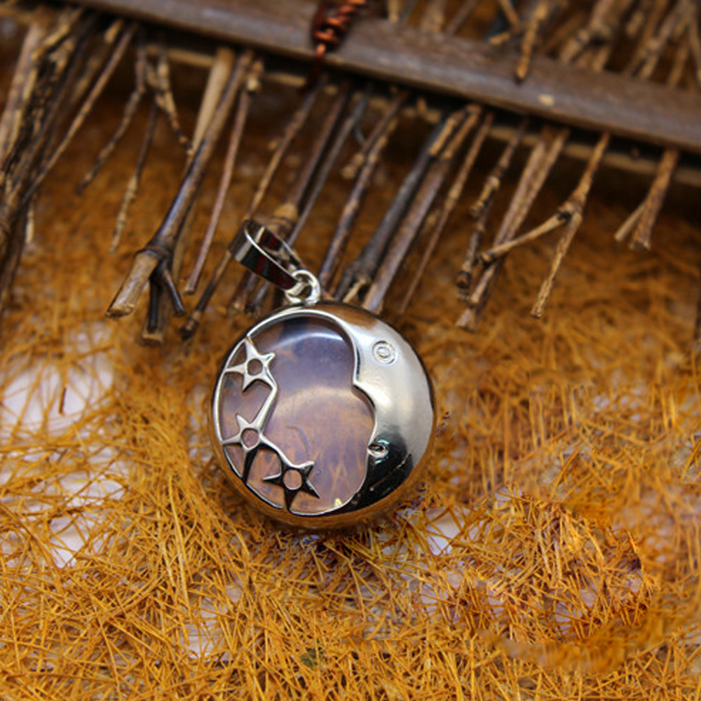Starmoon Pendant Healing Crystal Pendant Necklace Natural Energy Gem Pendant Necklace