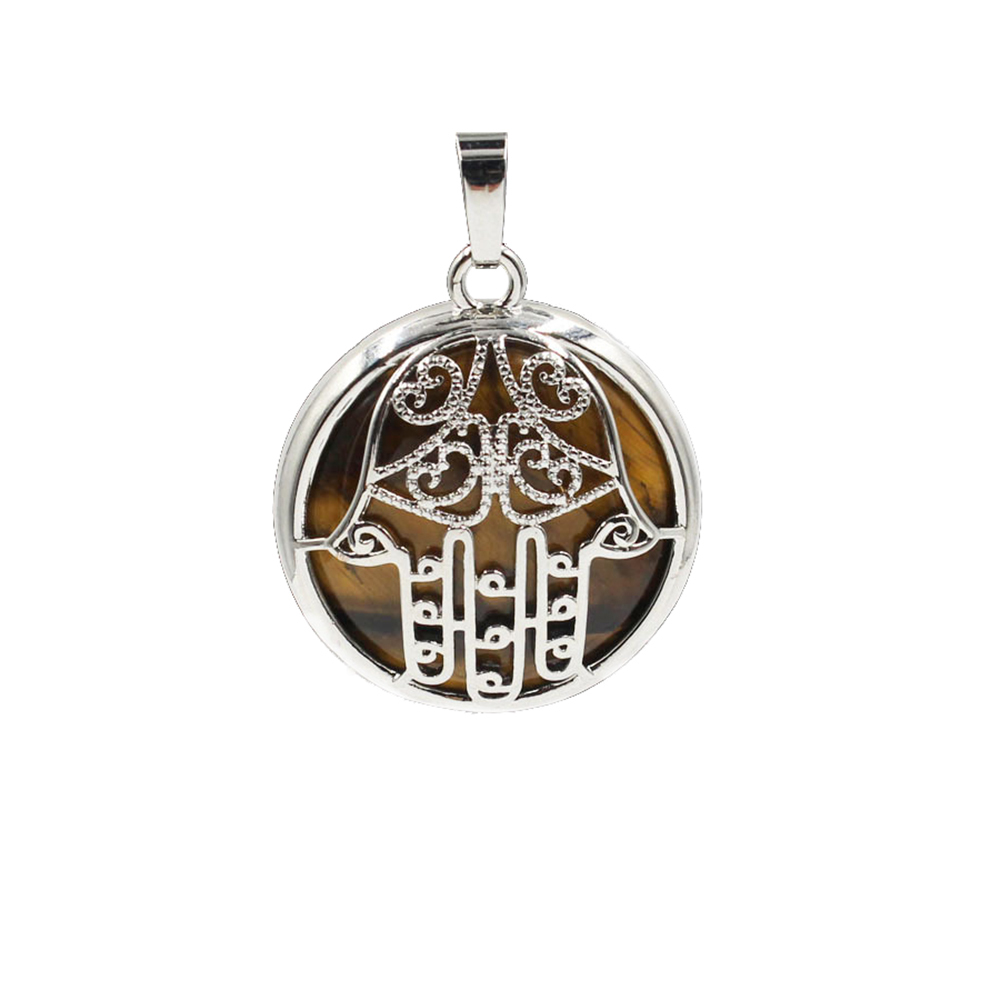 Buddha Palm Chakra Pendant Necklace Healing Crystal Pendant Necklace Reiki Spiritual Energy Gem