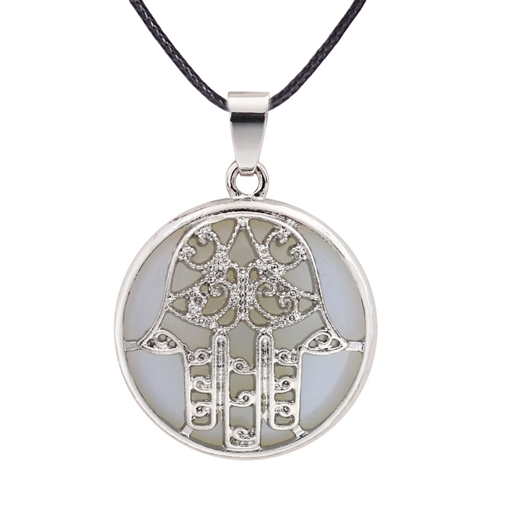 Buddha Palm Chakra Pendant Necklace Healing Crystal Pendant Necklace Reiki Spiritual Energy Gem