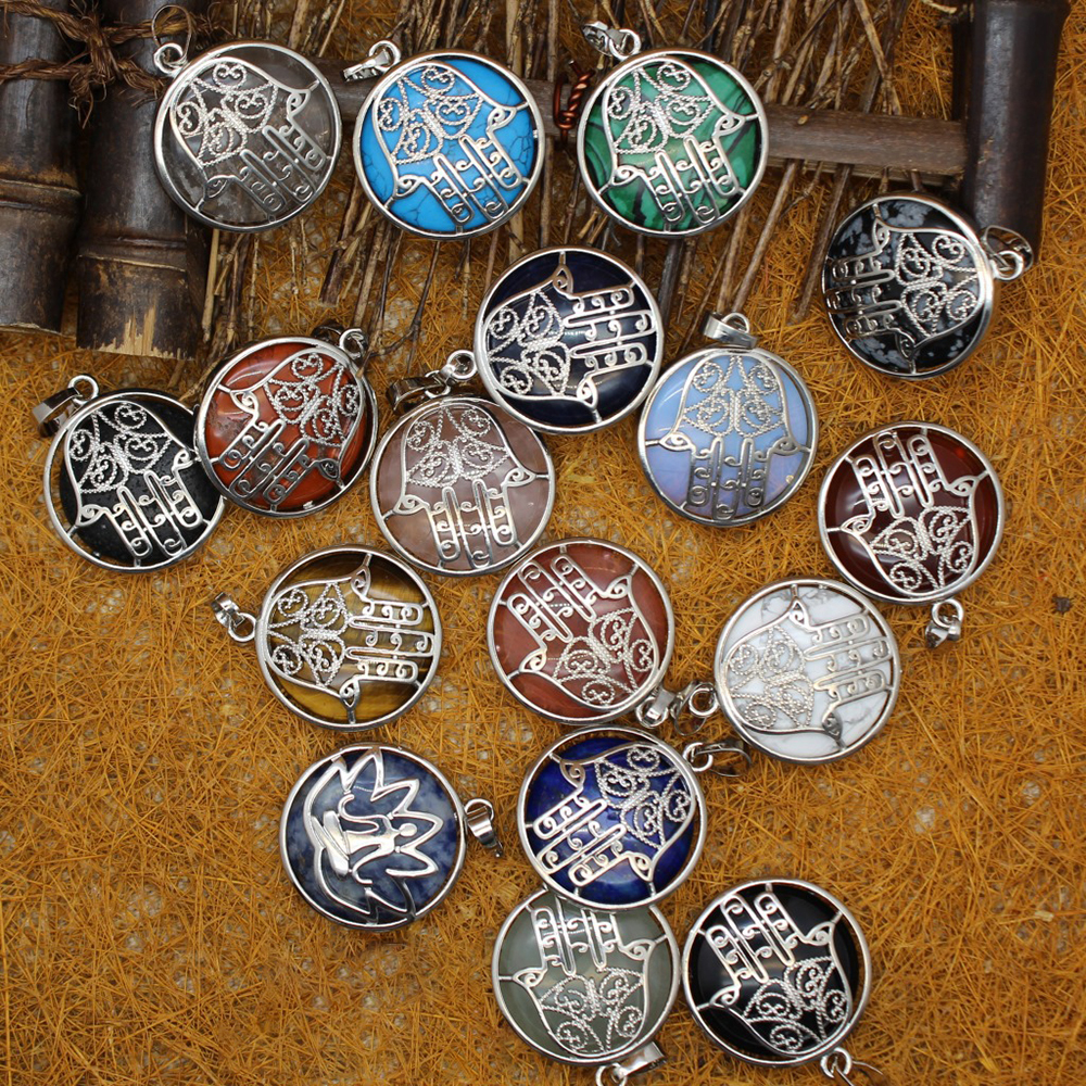 Buddha Palm Chakra Pendant Necklace Healing Crystal Pendant Necklace Reiki Spiritual Energy Gem