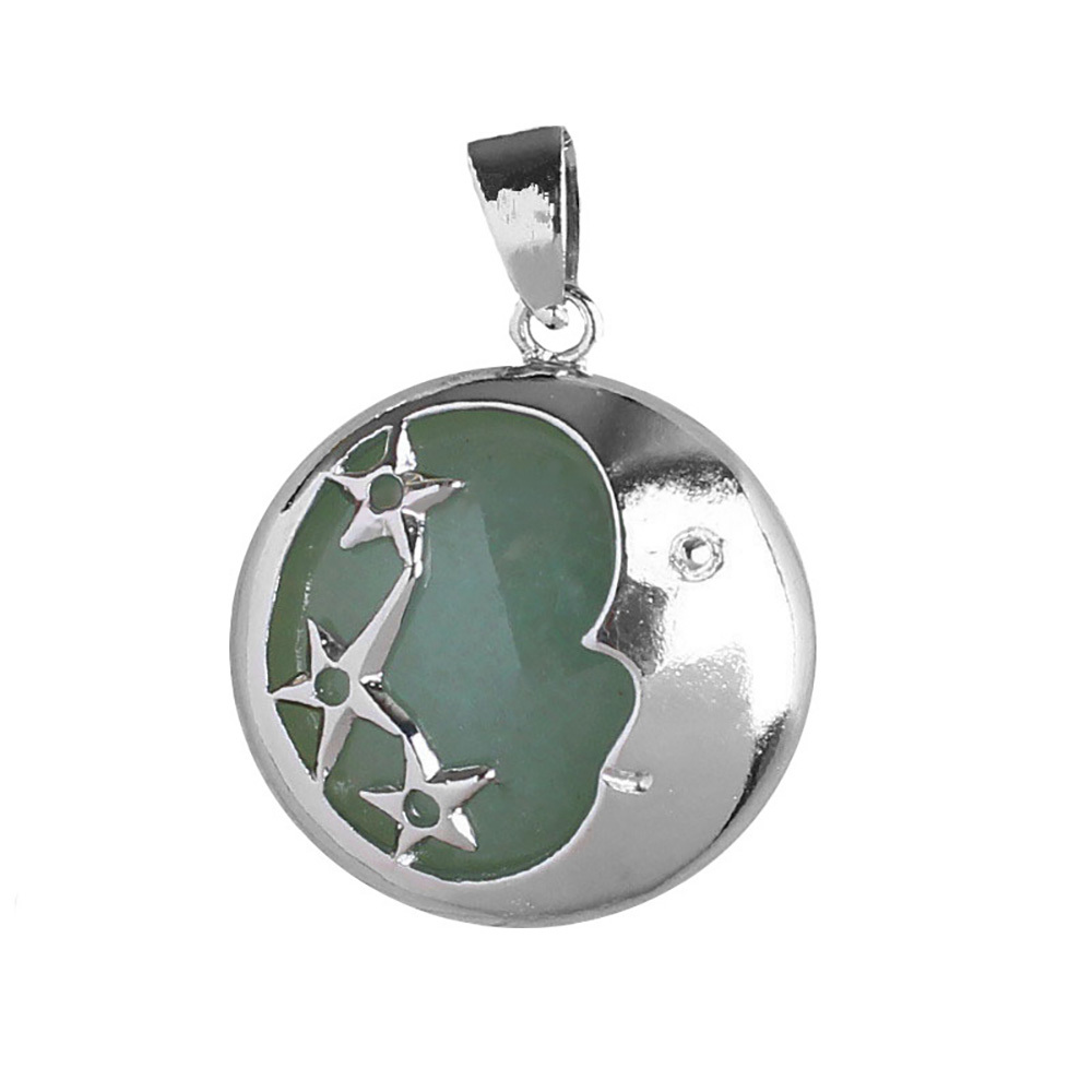 Starmoon Pendant Healing Crystal Pendant Necklace Natural Energy Gem Pendant Necklace