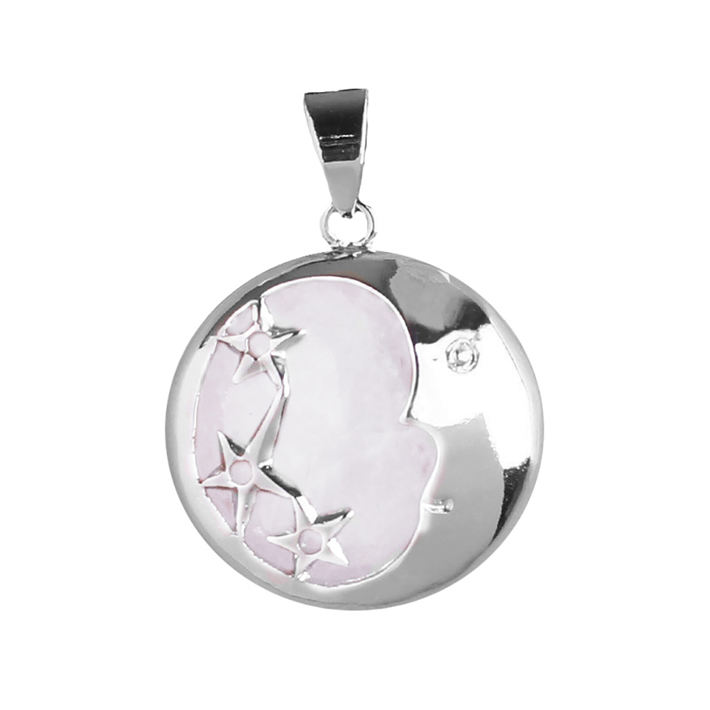 Starmoon Pendant Healing Crystal Pendant Necklace Natural Energy Gem Pendant Necklace