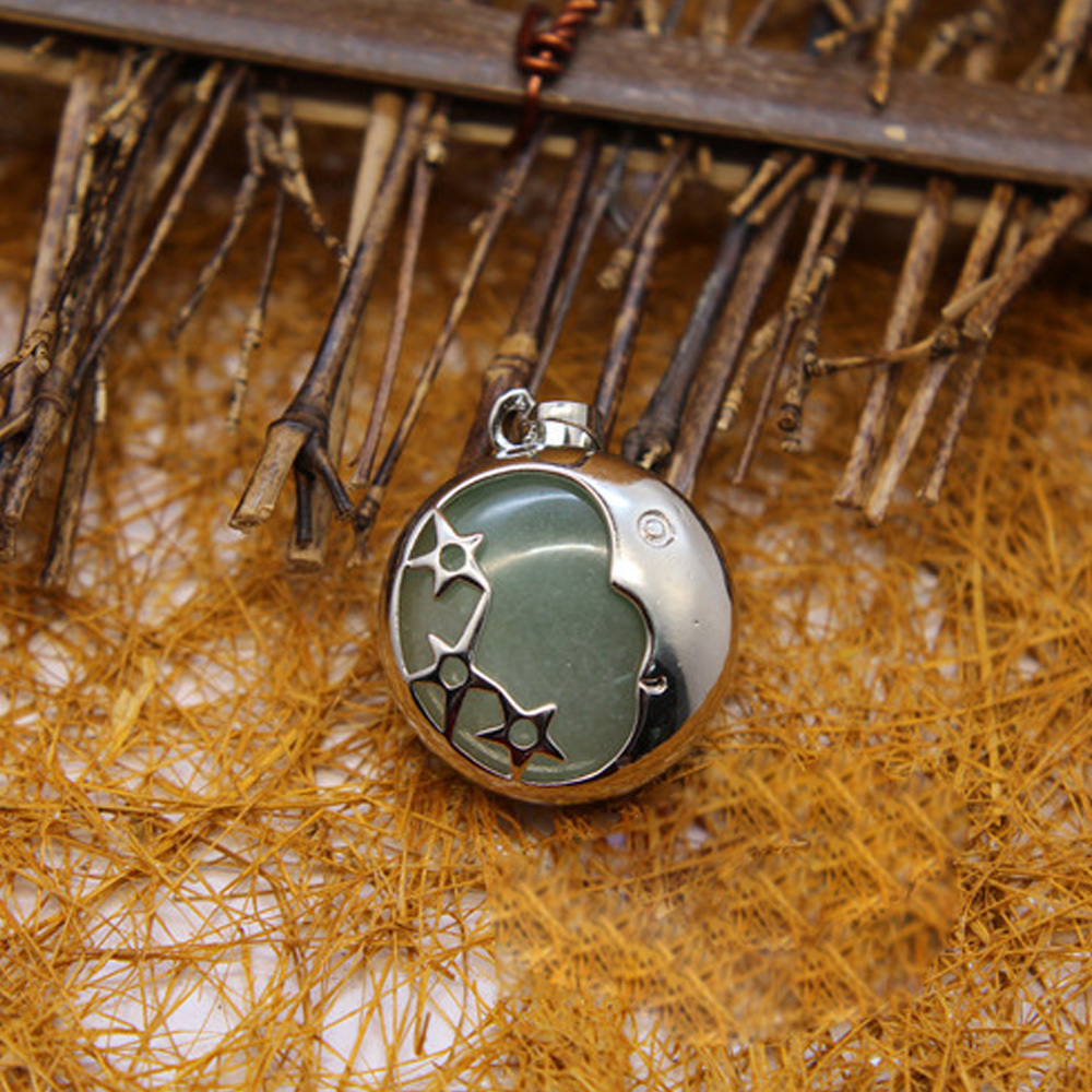 Starmoon Pendant Healing Crystal Pendant Necklace Natural Energy Gem Pendant Necklace