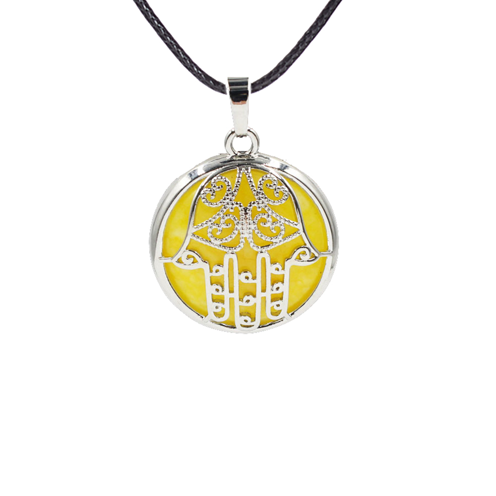 Buddha Palm Chakra Pendant Necklace Healing Crystal Pendant Necklace Reiki Spiritual Energy Gem