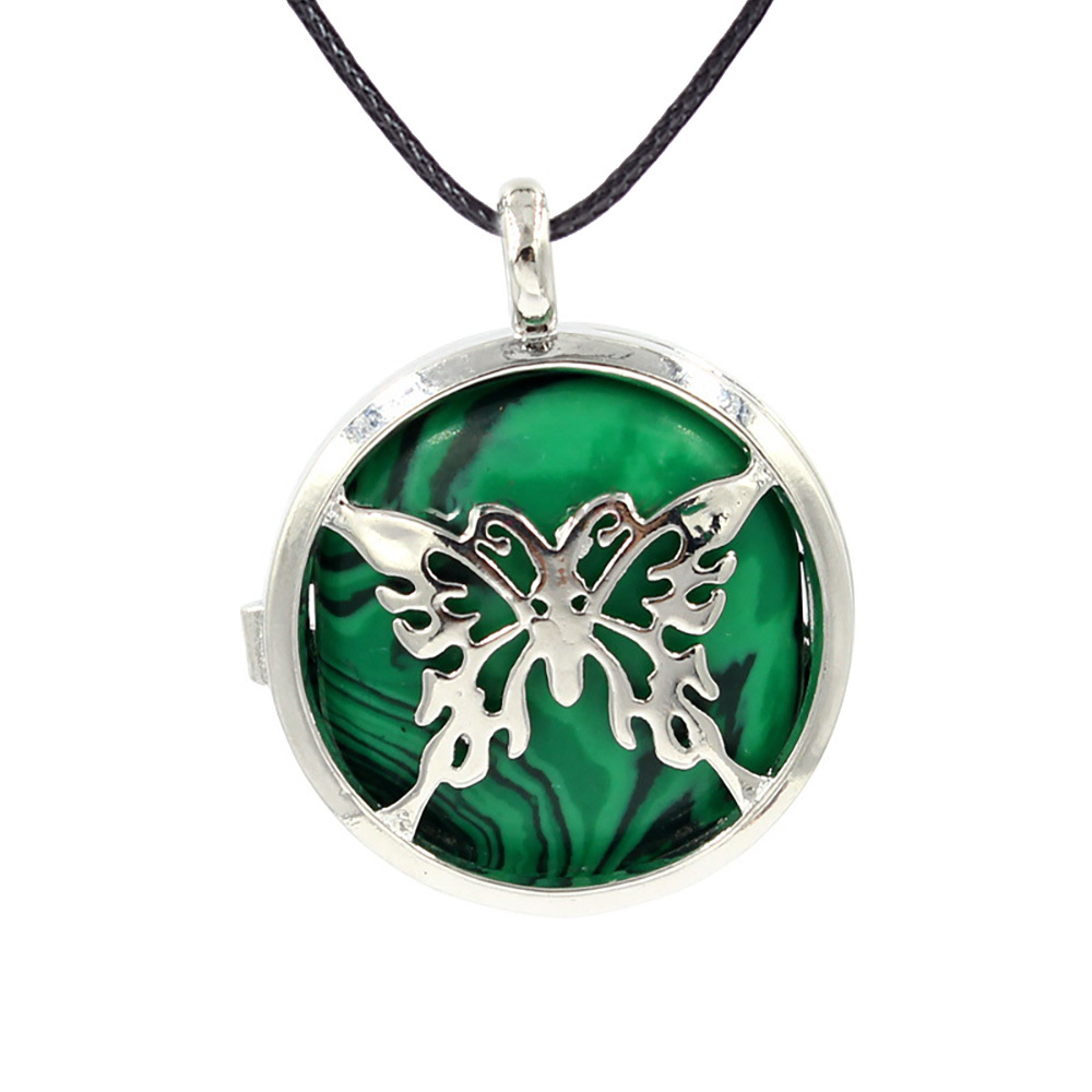 Hollow butterfly pendant box pendant healing crystal pendant necklace Reiki spirit energy gem