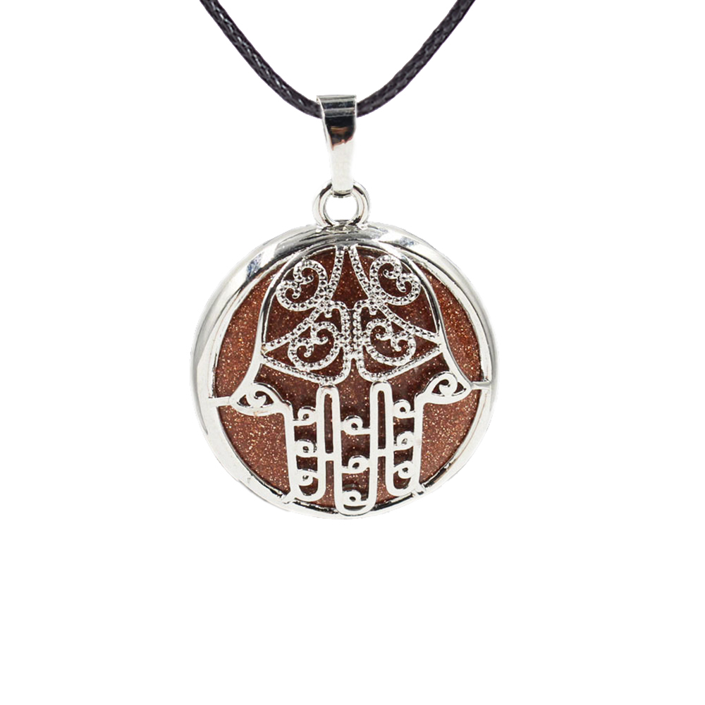 Buddha Palm Chakra Pendant Necklace Healing Crystal Pendant Necklace Reiki Spiritual Energy Gem