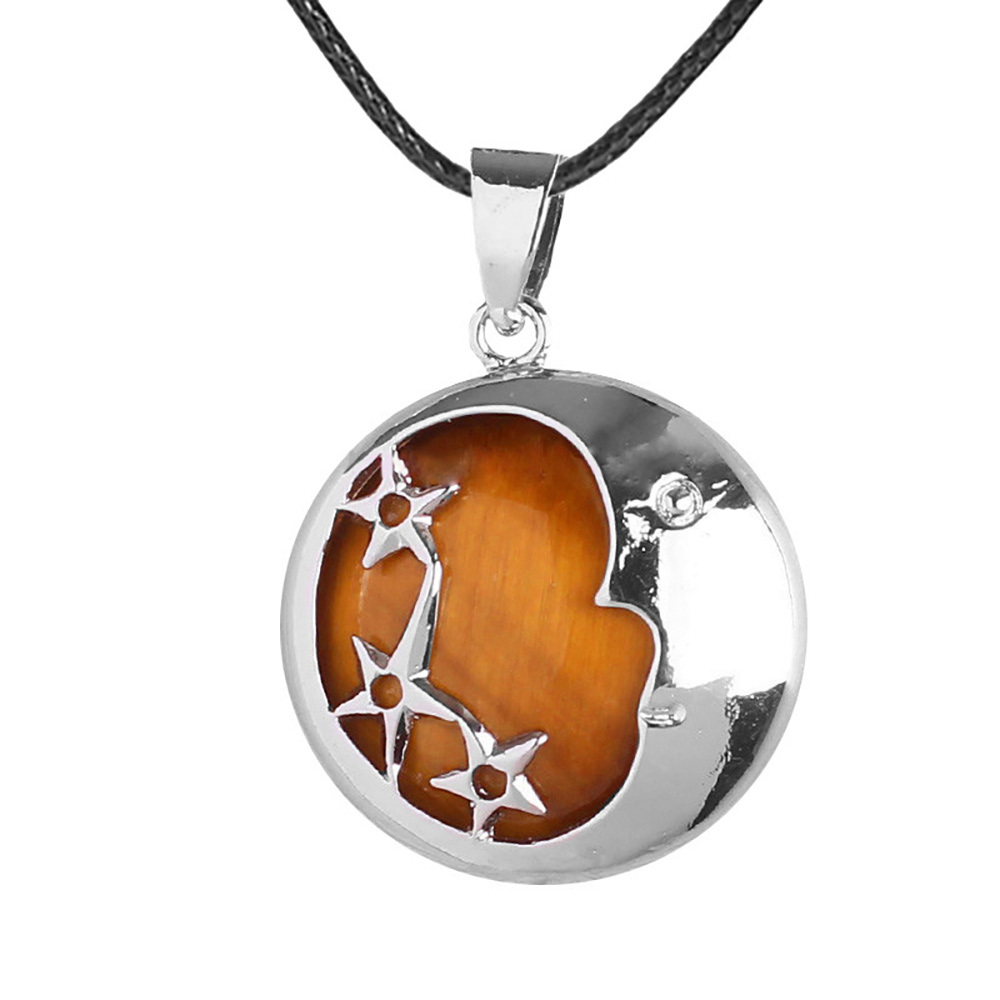 Starmoon Pendant Healing Crystal Pendant Necklace Natural Energy Gem Pendant Necklace