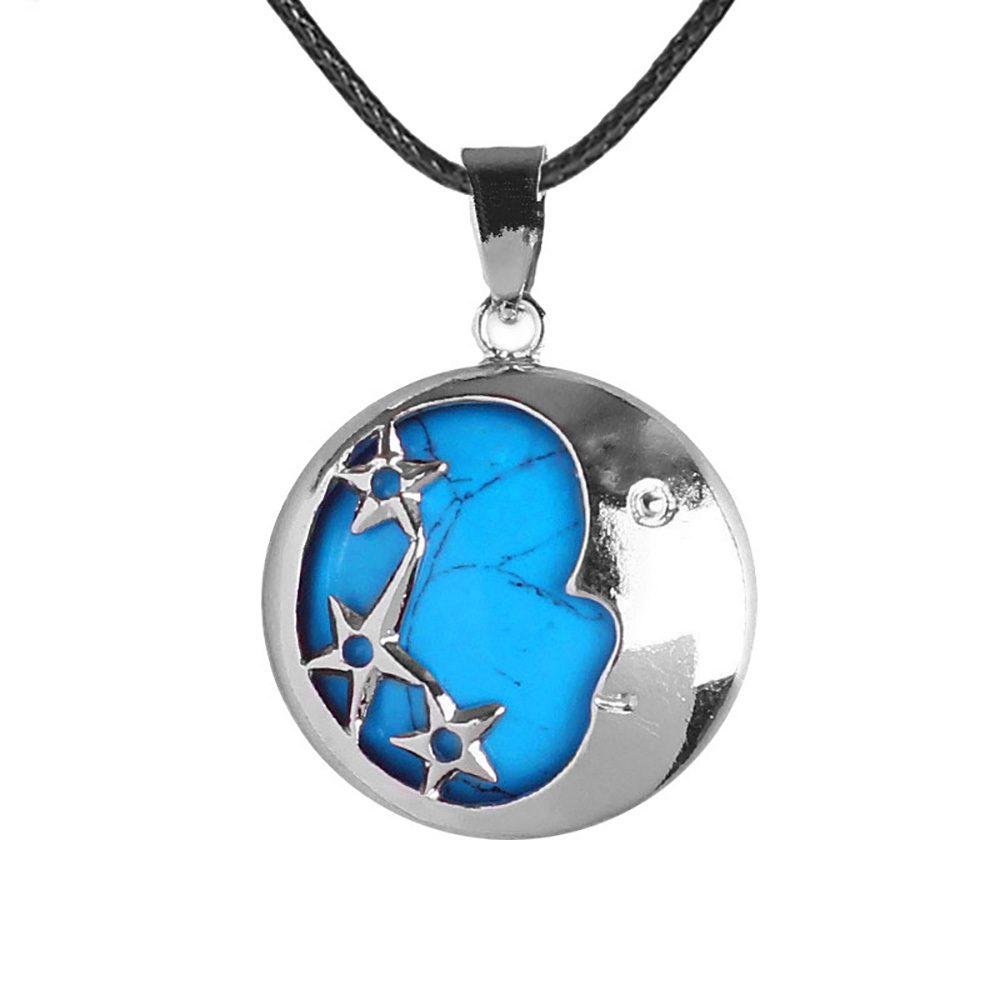 Starmoon Pendant Healing Crystal Pendant Necklace Natural Energy Gem Pendant Necklace