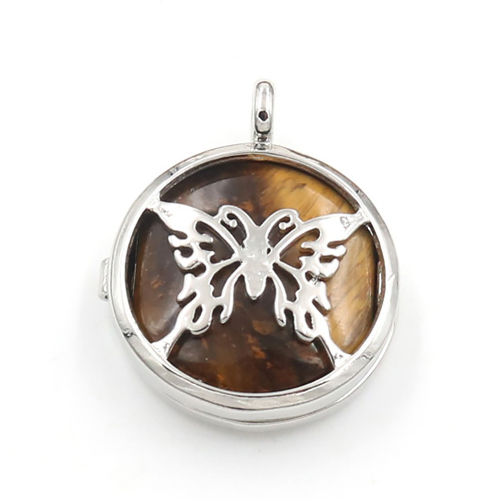 Hollow butterfly pendant box pendant healing crystal pendant necklace Reiki spirit energy gem