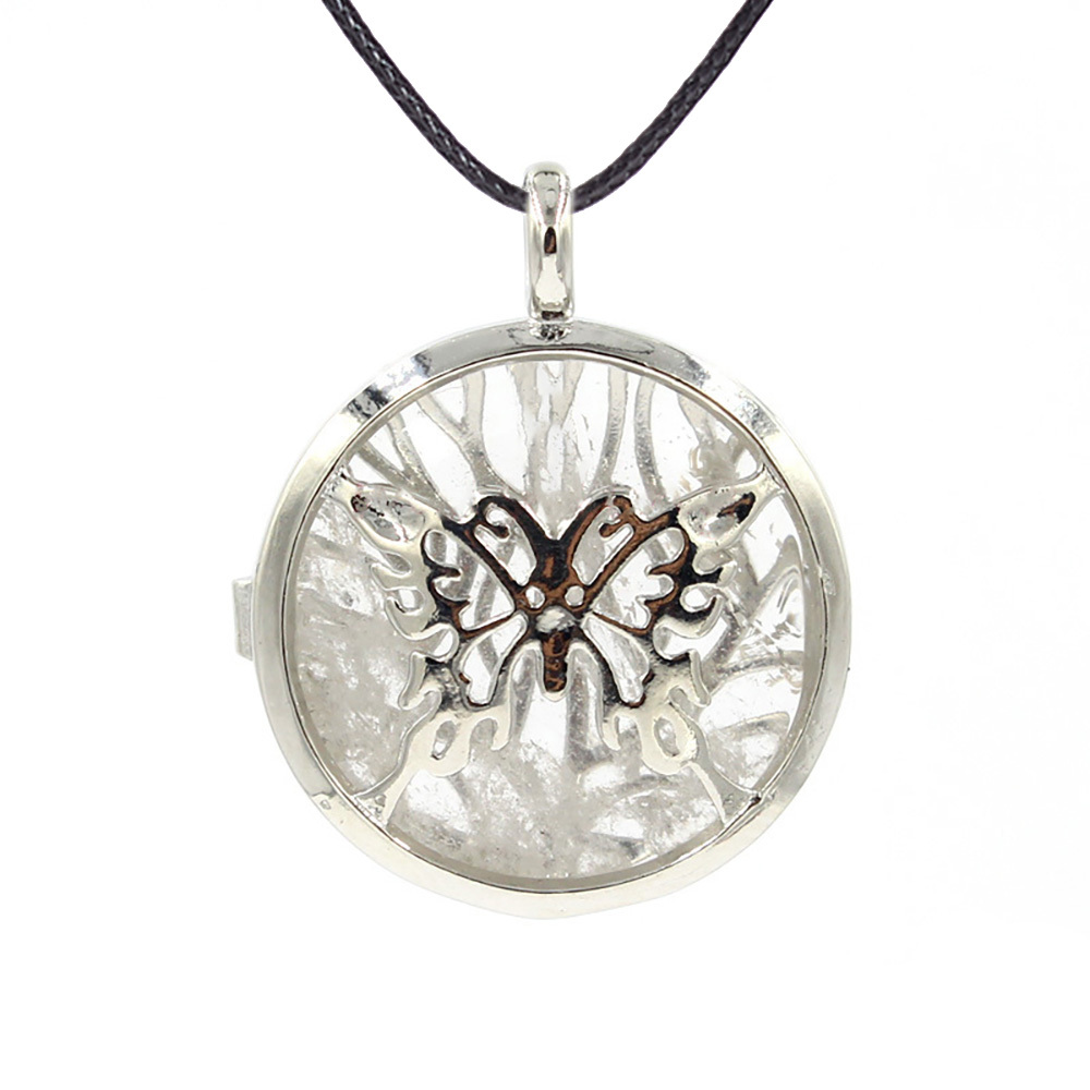 Hollow butterfly pendant box pendant healing crystal pendant necklace Reiki spirit energy gem