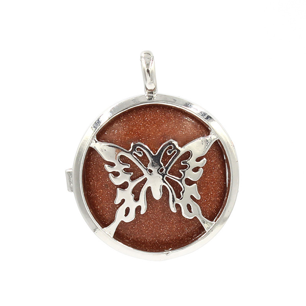 Hollow butterfly pendant box pendant healing crystal pendant necklace Reiki spirit energy gem
