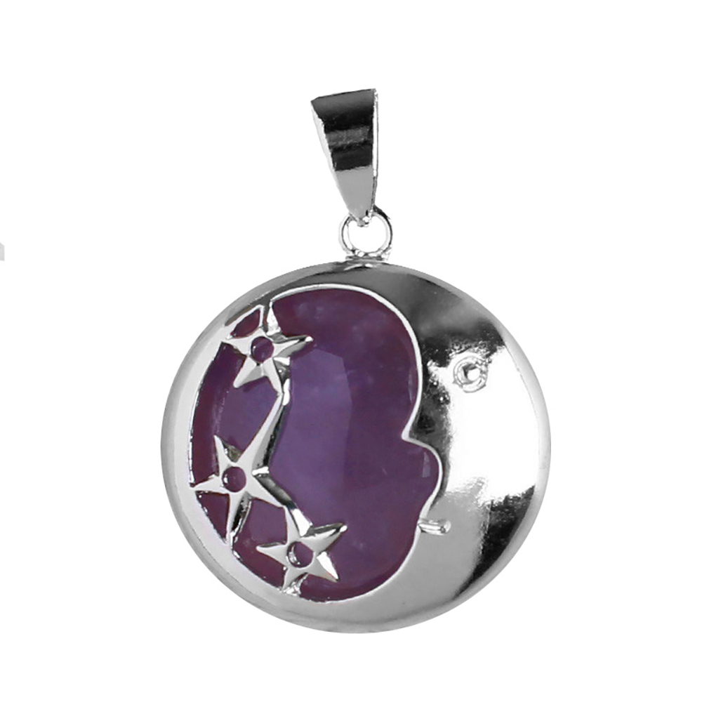 Starmoon Pendant Healing Crystal Pendant Necklace Natural Energy Gem Pendant Necklace