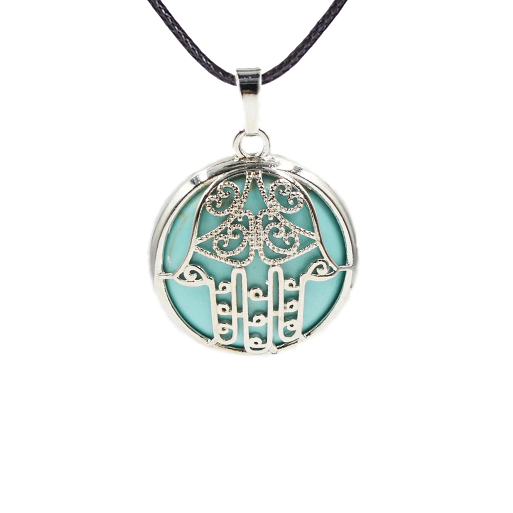 Buddha Palm Chakra Pendant Necklace Healing Crystal Pendant Necklace Reiki Spiritual Energy Gem