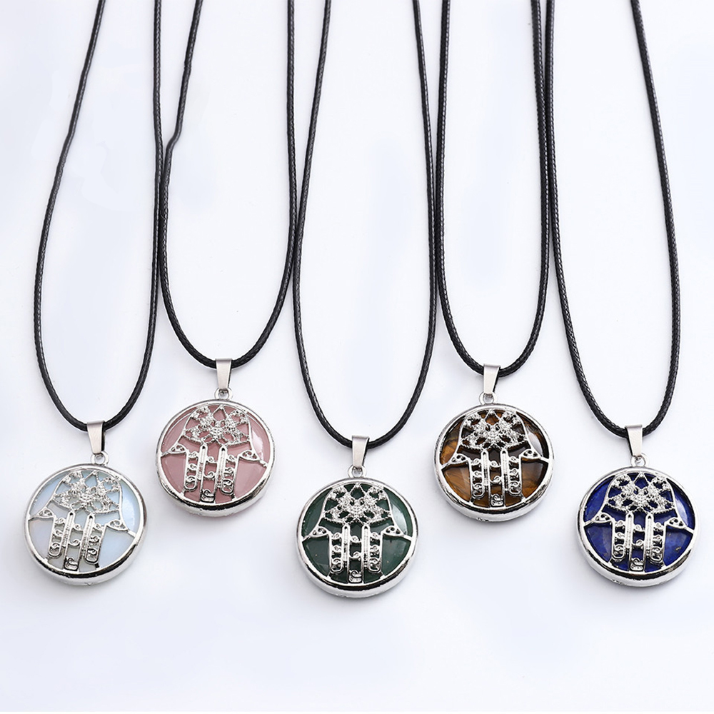 Buddha Palm Chakra Pendant Necklace Healing Crystal Pendant Necklace Reiki Spiritual Energy Gem