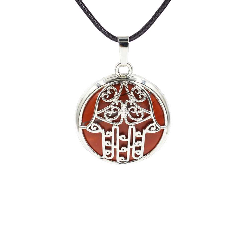 Buddha Palm Chakra Pendant Necklace Healing Crystal Pendant Necklace Reiki Spiritual Energy Gem