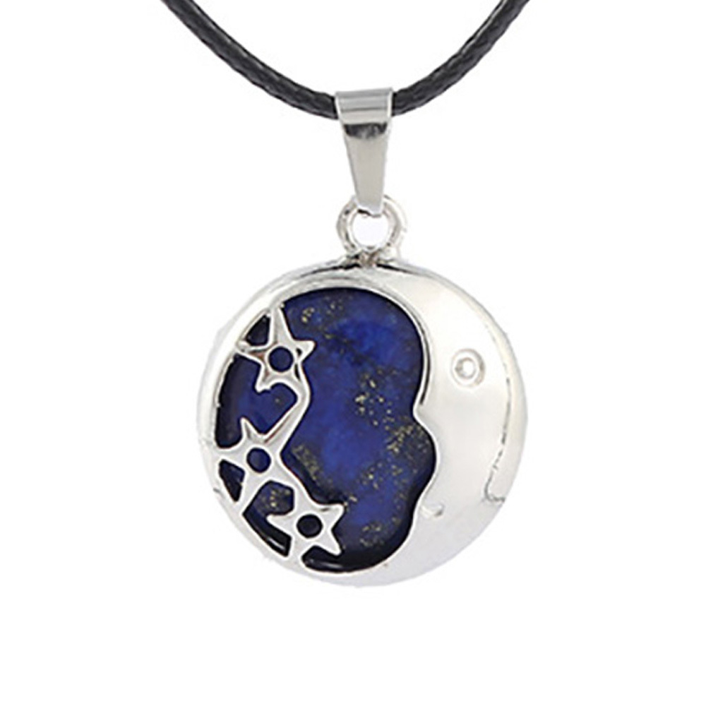 Starmoon Pendant Healing Crystal Pendant Necklace Natural Energy Gem Pendant Necklace